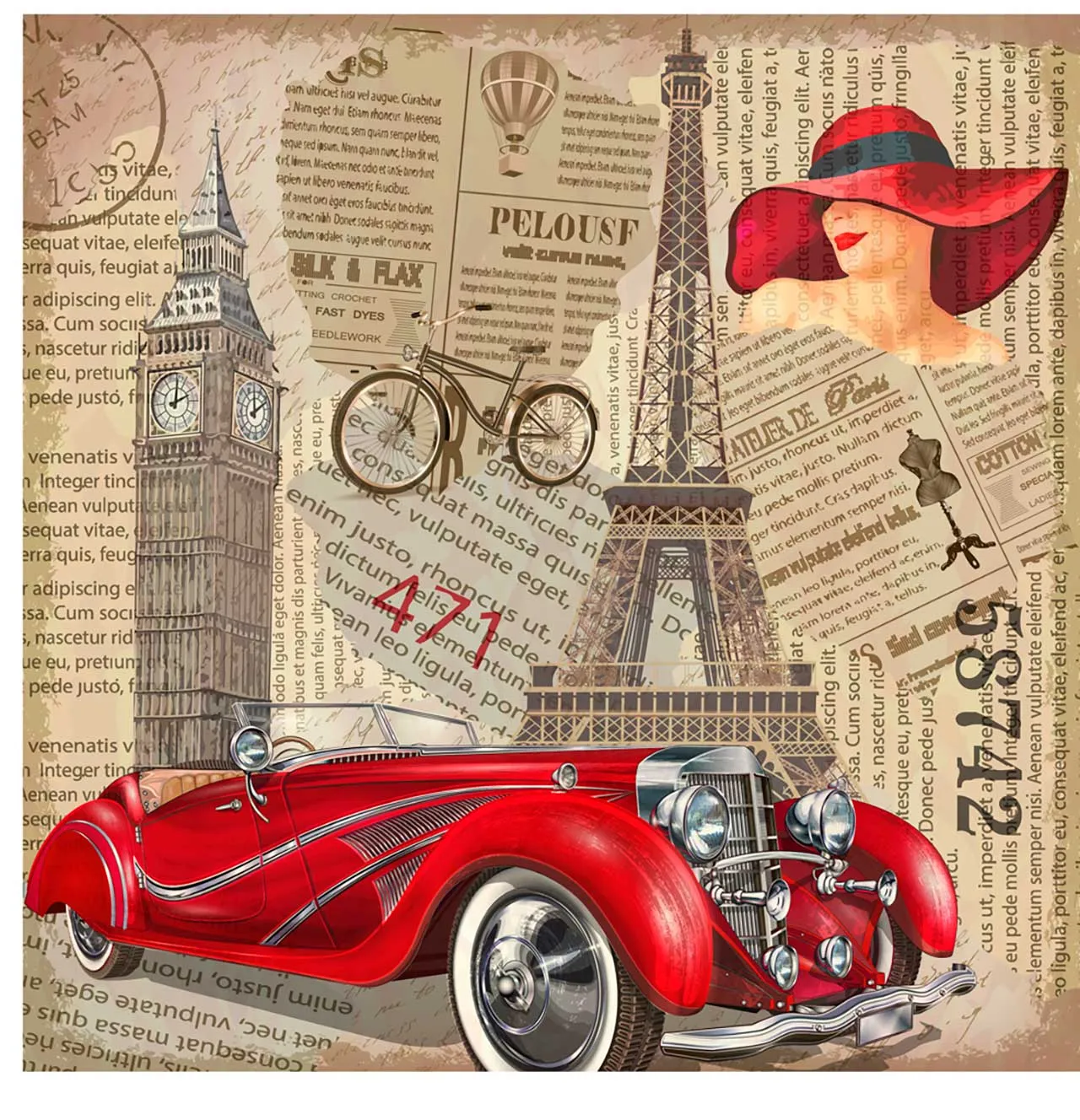 Фотообои в интерьере винтажный лондон и париж  9-282 фото