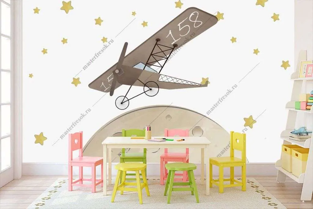 Фотообои в интерьере самолет на луне  12-1370 фото