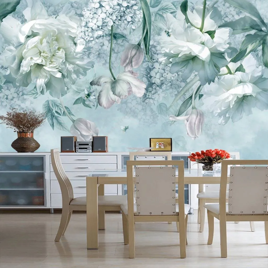 Фотообои в интерьере пионы и тюльпаны  13-195 фото