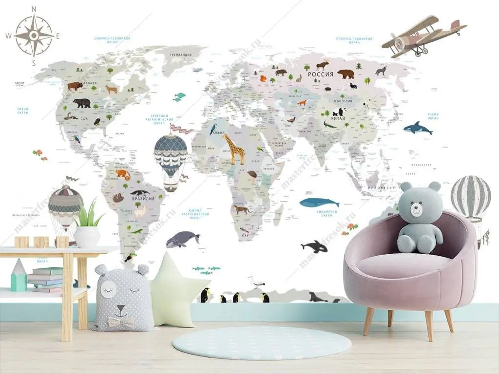 Фотообои Серая карта на белом фоне  14-184