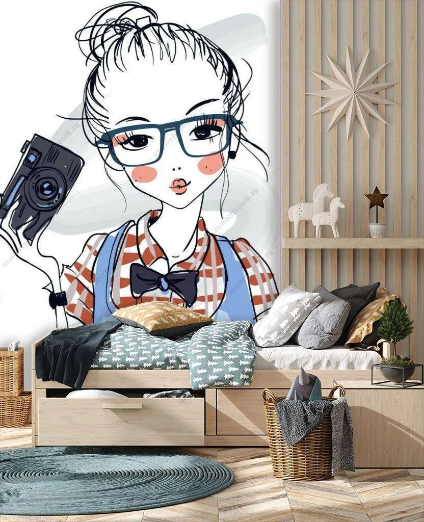 Фотообои Бесшовные обои на стену:  Стильная девочка. Артикул: 12-1127  