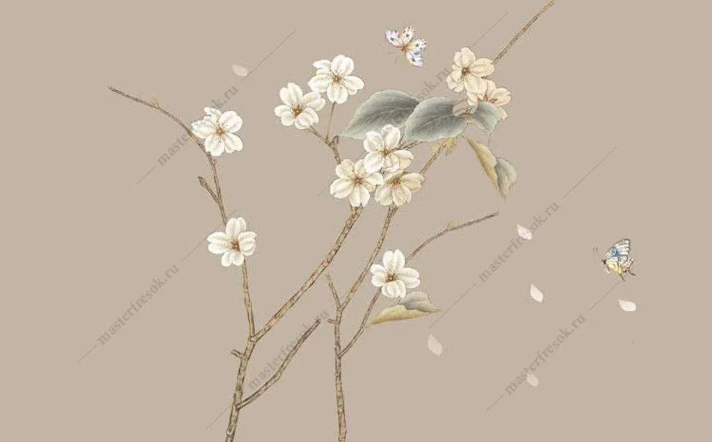 Фотообои в интерьере цветок сакуры  15-939 фото