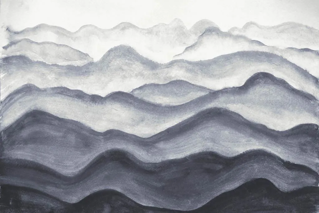 Фотообои в интерьере синие 3д холмы  9-1365 фото