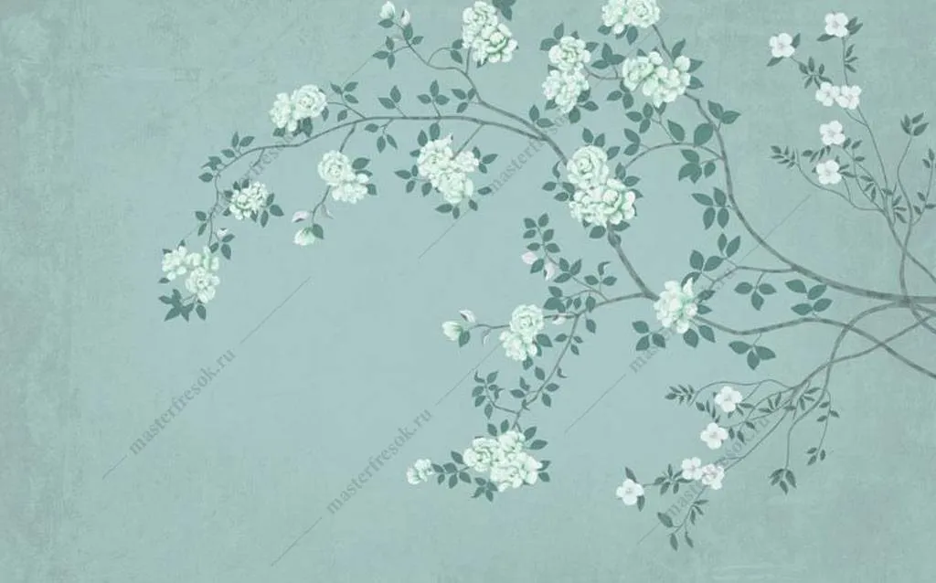 Фотообои в интерьере шинуазри магнолия  15-962 фото