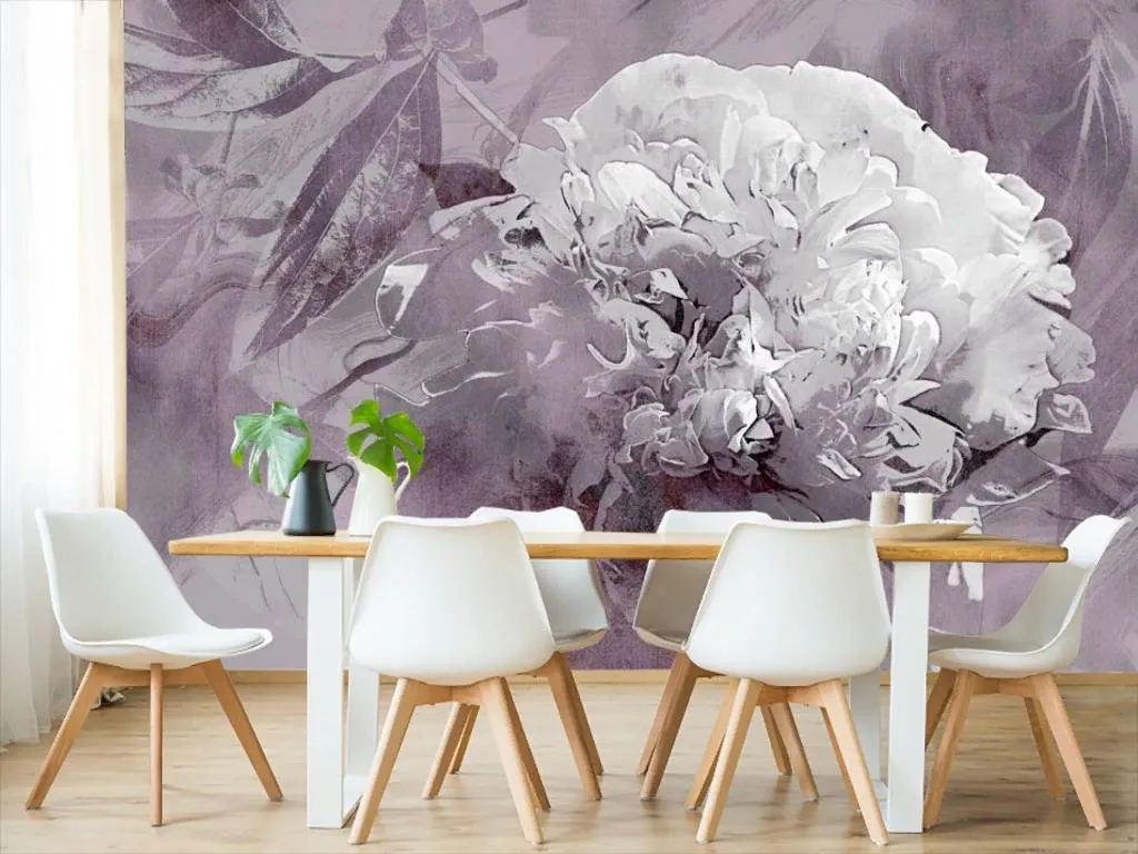 Фотообои в интерьере живописный пион  13-276 фото