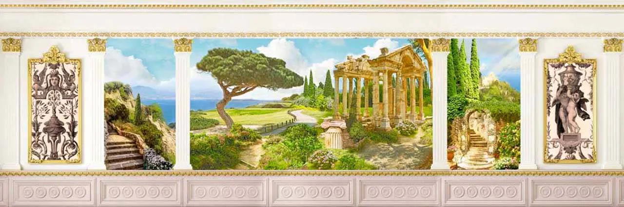 Фотообои в интерьере панорама с колоннами  7-007 фото