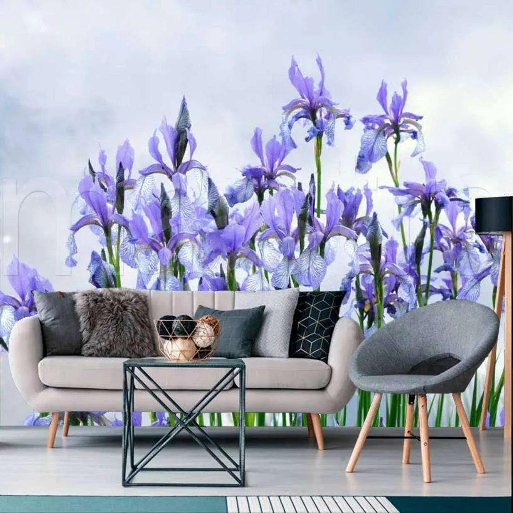 Фотообои Бесшовные обои на стену:  Нежные ирисы. Артикул: 10-007  