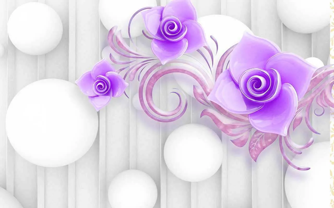 Фотообои в интерьере фиолетовые цветы на воде  10-586 фото