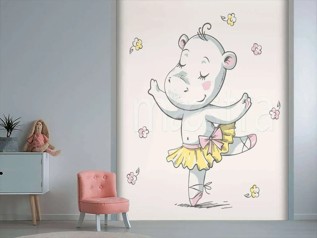 Фотообои в интерьере бегемотик балерина  12-475 фото