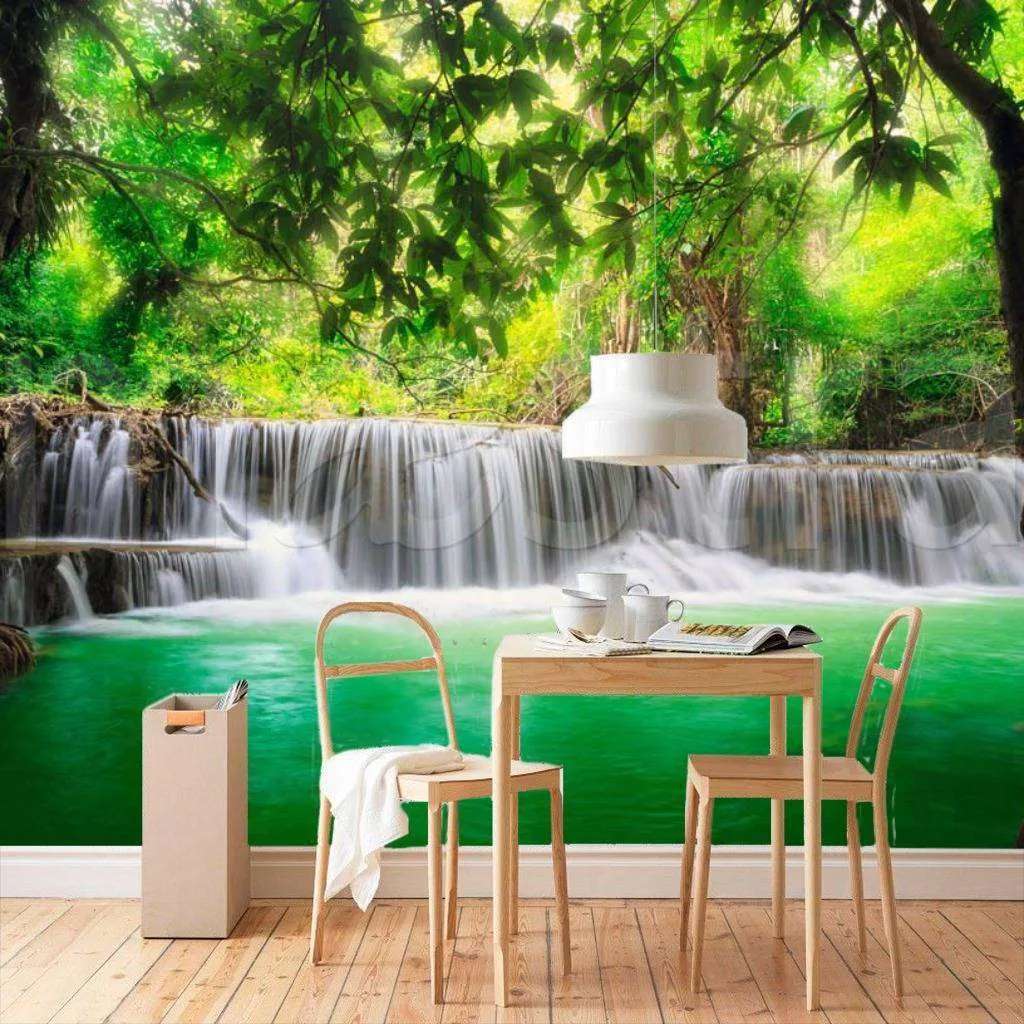 Фотообои Бесшовные обои на стену:  Водопад в лесу. Артикул: 4-383  