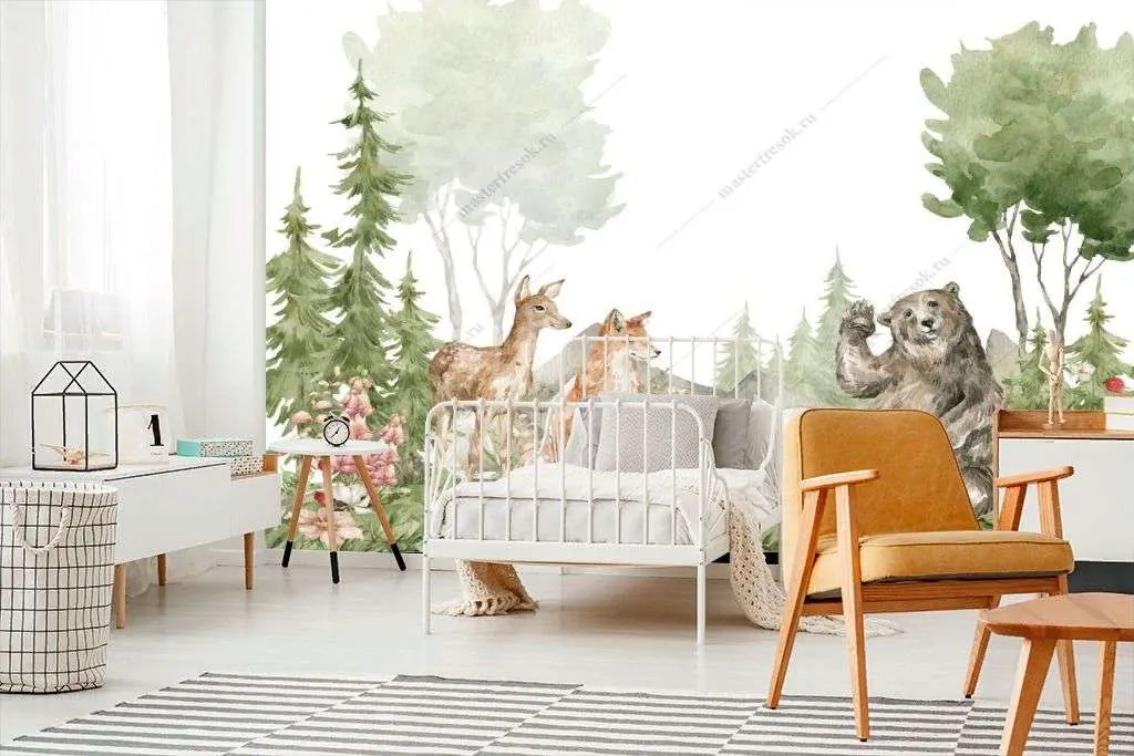 Фотообои в интерьере лесные животные  14-592 фото