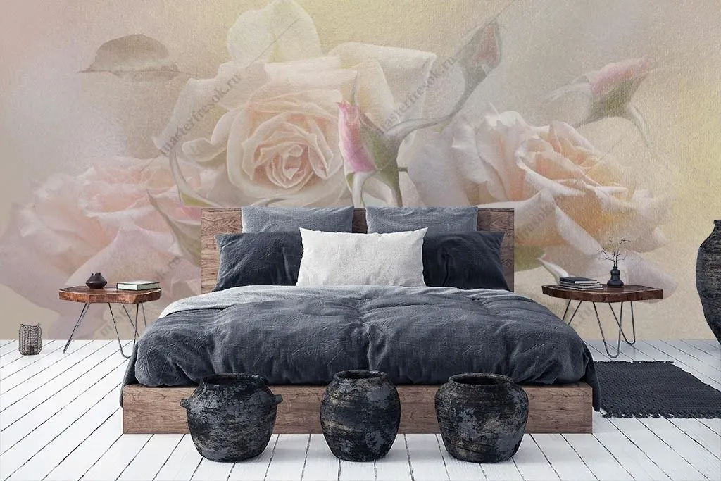 Фотообои в интерьере розы в тумане  13-429 фото