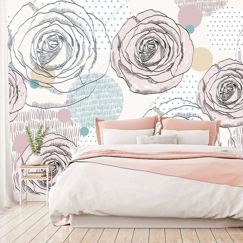 Фотообои в интерьере узор розы  9-1123 фото