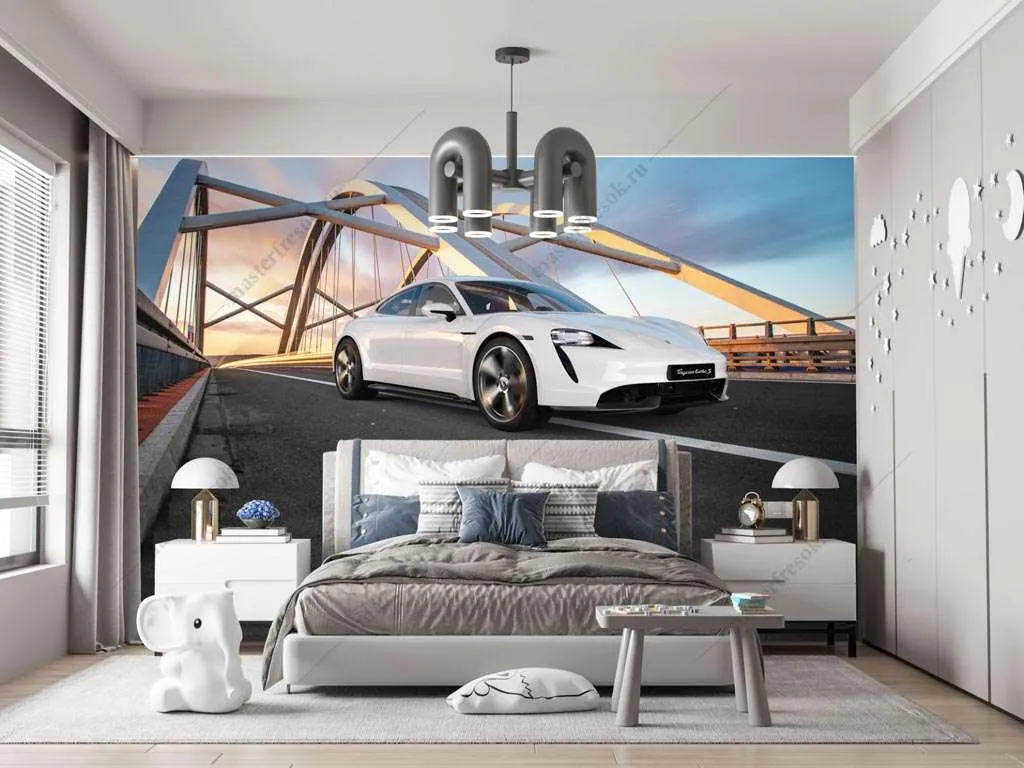 Фотообои в интерьере спортивный порше  12-1399 фото