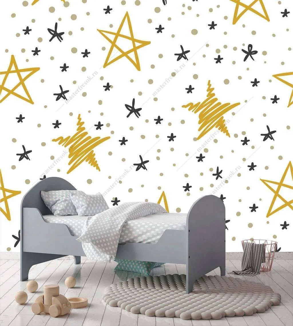 Фотообои в интерьере звезды желтые  12-721 фото
