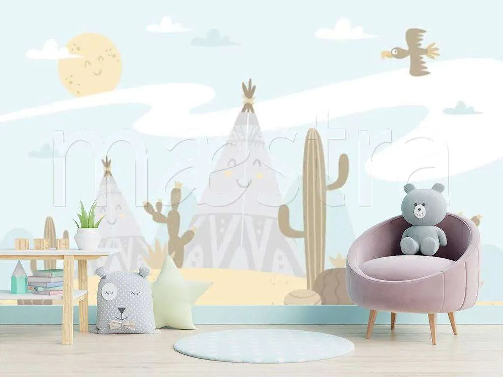 Фотообои в интерьере горы и кактусы  15-134 фото