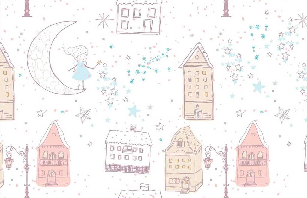 Фотообои в интерьере в детскую домики сказочные   14-749 фото