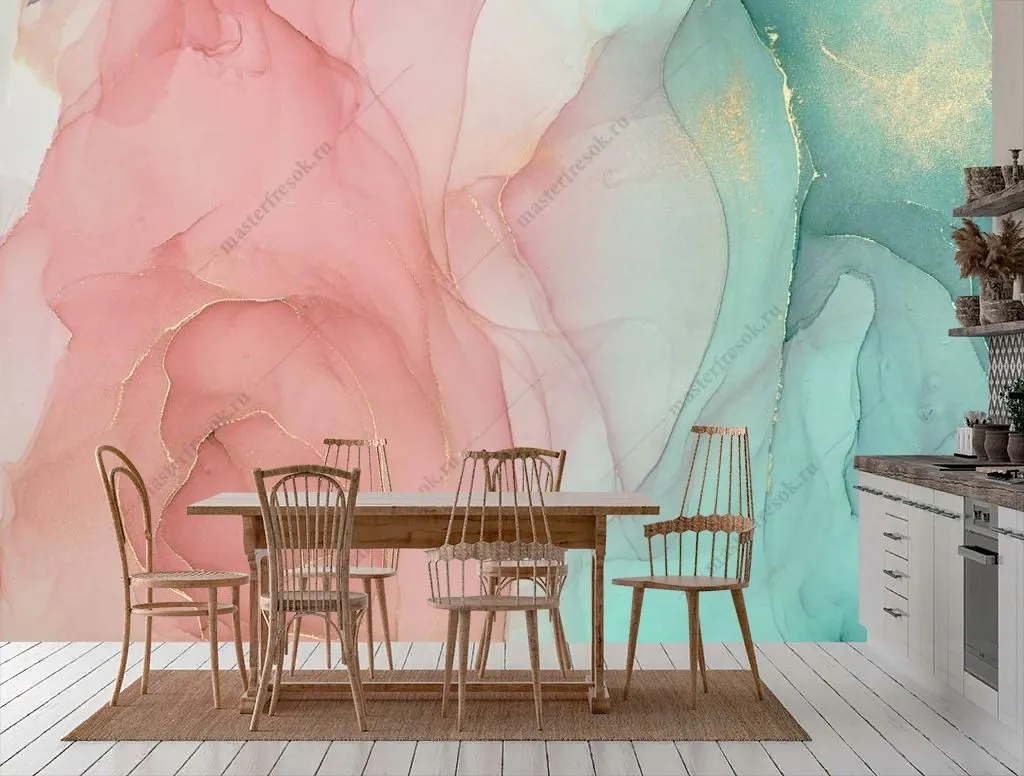 Фотообои Розово-зеленый флюид  9-1320