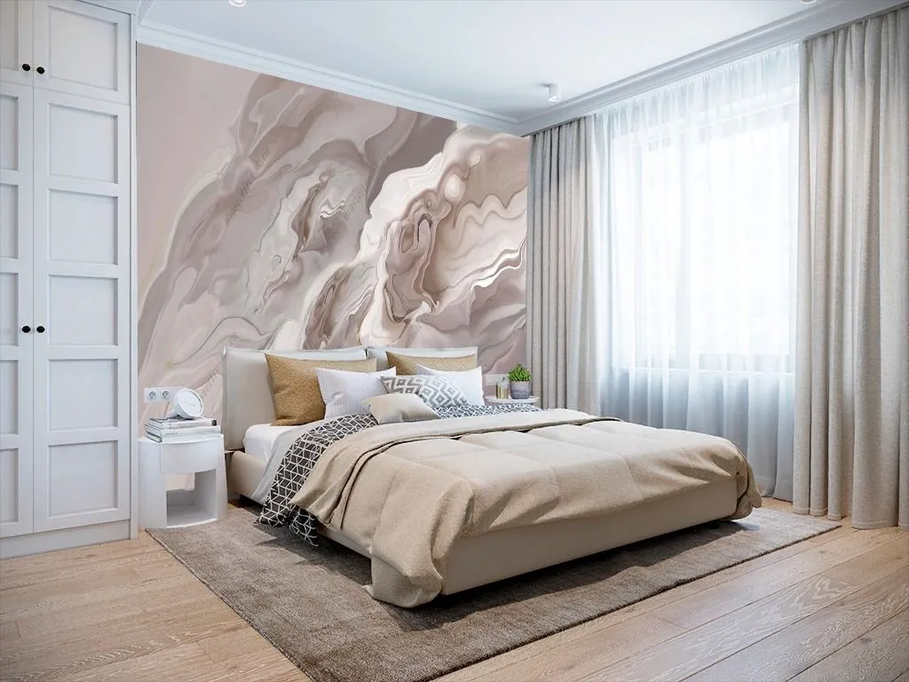 Фотообои в интерьере перламутровый фон  13-373 фото