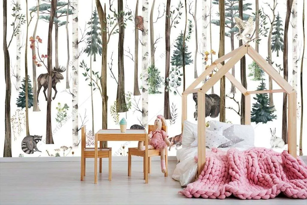 Фотообои в интерьере лесные звери  12-1311 фото