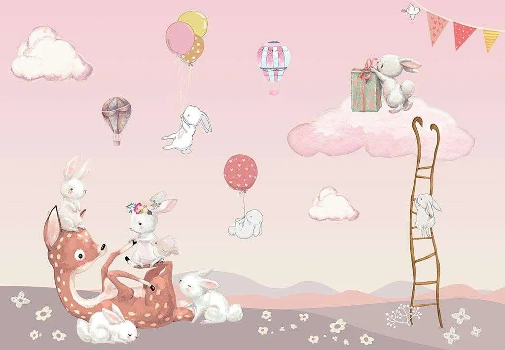 Фотообои в интерьере олененок и зайчики  14-112 фото