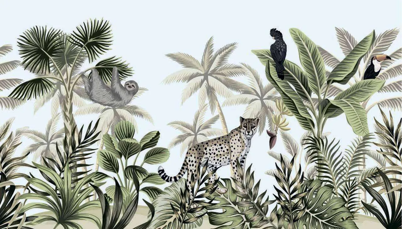 Фотообои в интерьере джунгли рисунок  12-486 фото