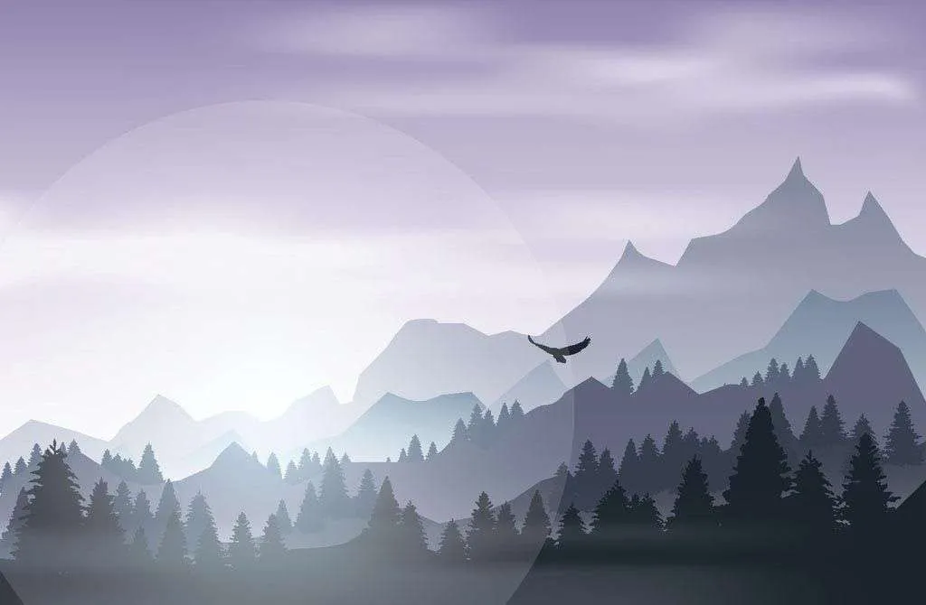 Фотообои в интерьере сиреневые горы  9-979 фото