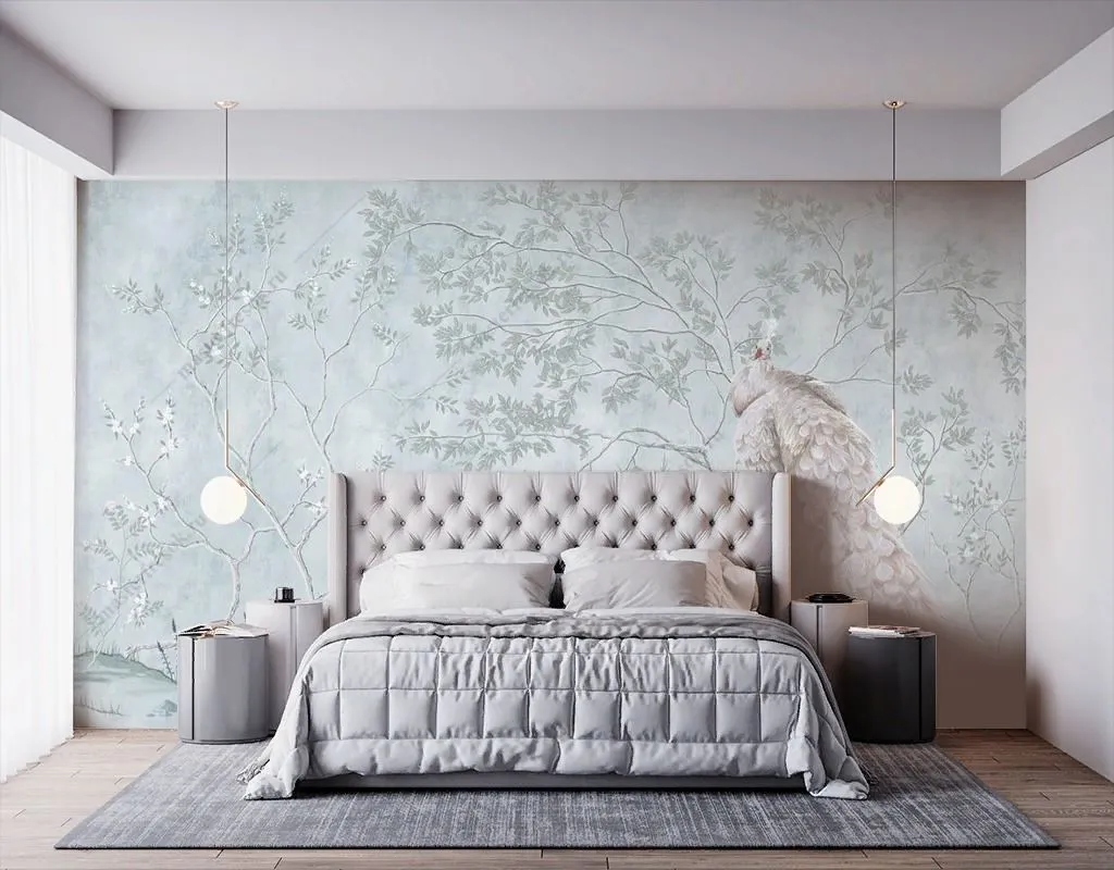 Фотообои Благородные белые павлины  9-1819