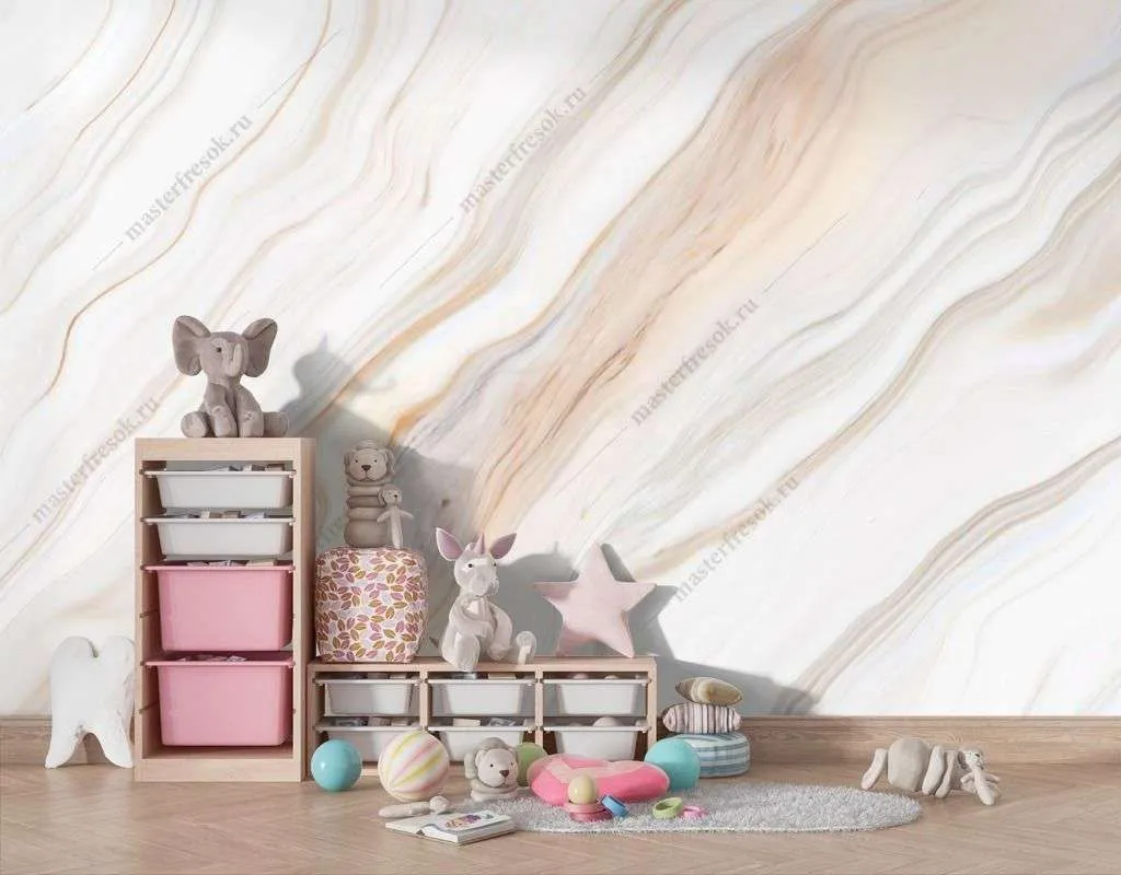 Фотообои в интерьере разводы на белом мраморе  9-1524 фото