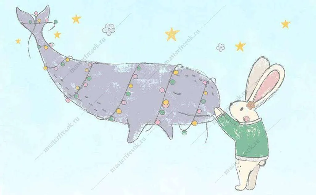 Фотообои в интерьере праздничный кит  16-035 фото