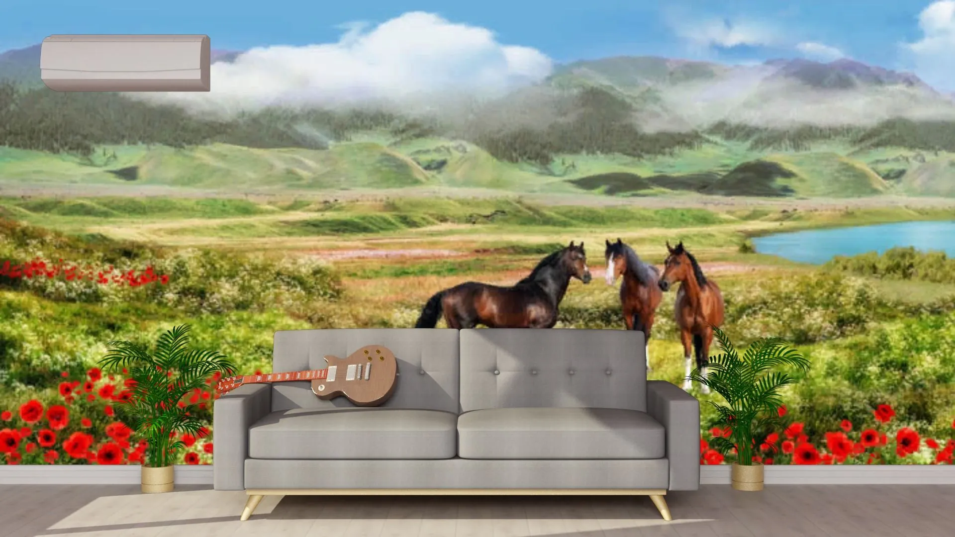 Фотообои в интерьере кони на воле  19-0047 фото