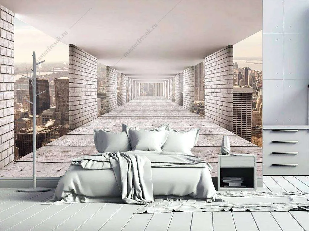 Фотообои в интерьере прямая перспектива  9-1187 фото