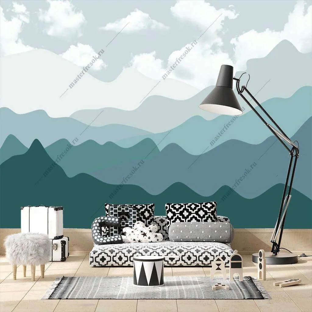 Фотообои Бесшовные обои на стену:  Горы в скандинавском стиле. Артикул: 12-934  