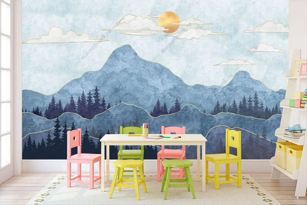 Фотообои Бесшовные обои на стену:  Горы 3д. Артикул: 12-1287  