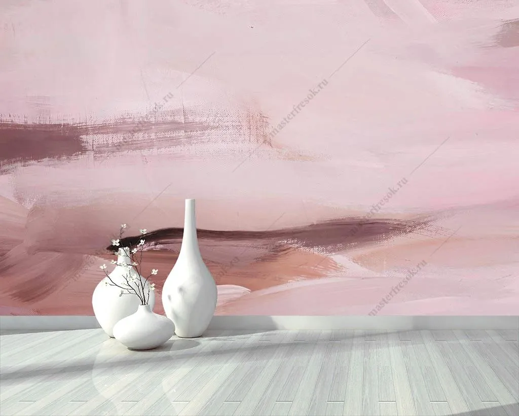Фотообои в интерьере бледно розовая акварель  9-1372 фото