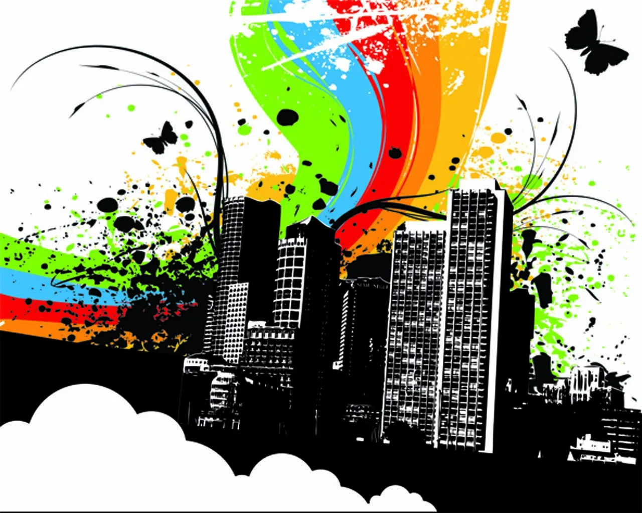 Фотообои в интерьере город с радугой  12-221 фото