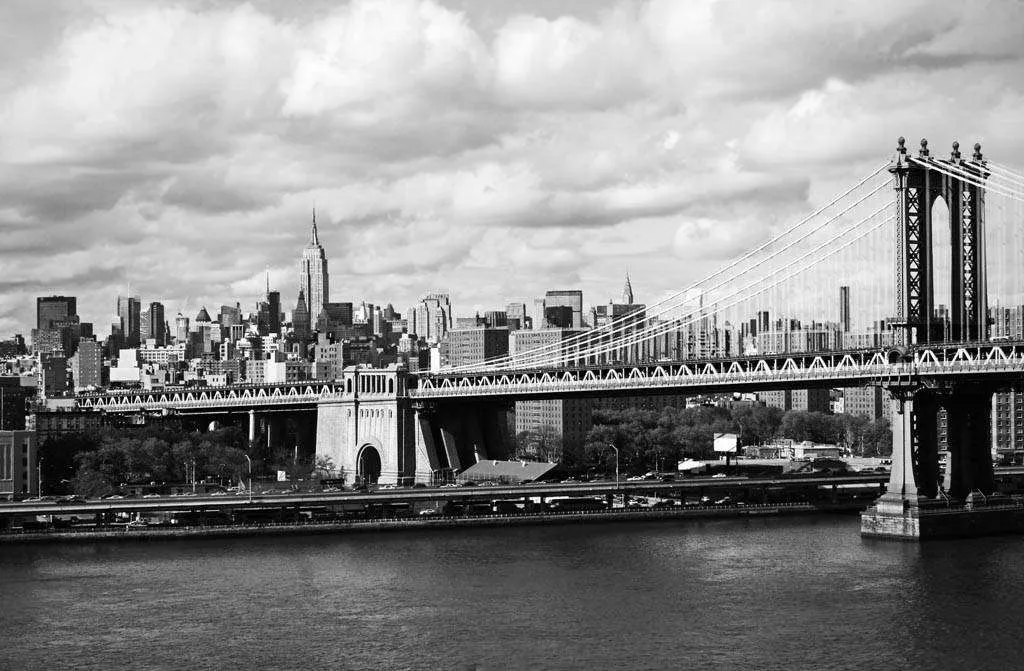 Фотообои в интерьере черно белый бруклинский мост  9-797 фото