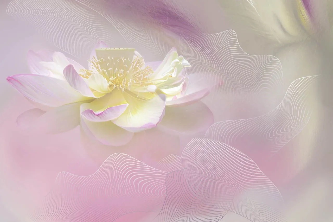 Фотообои в интерьере флюид арт и цветы  13-748 фото