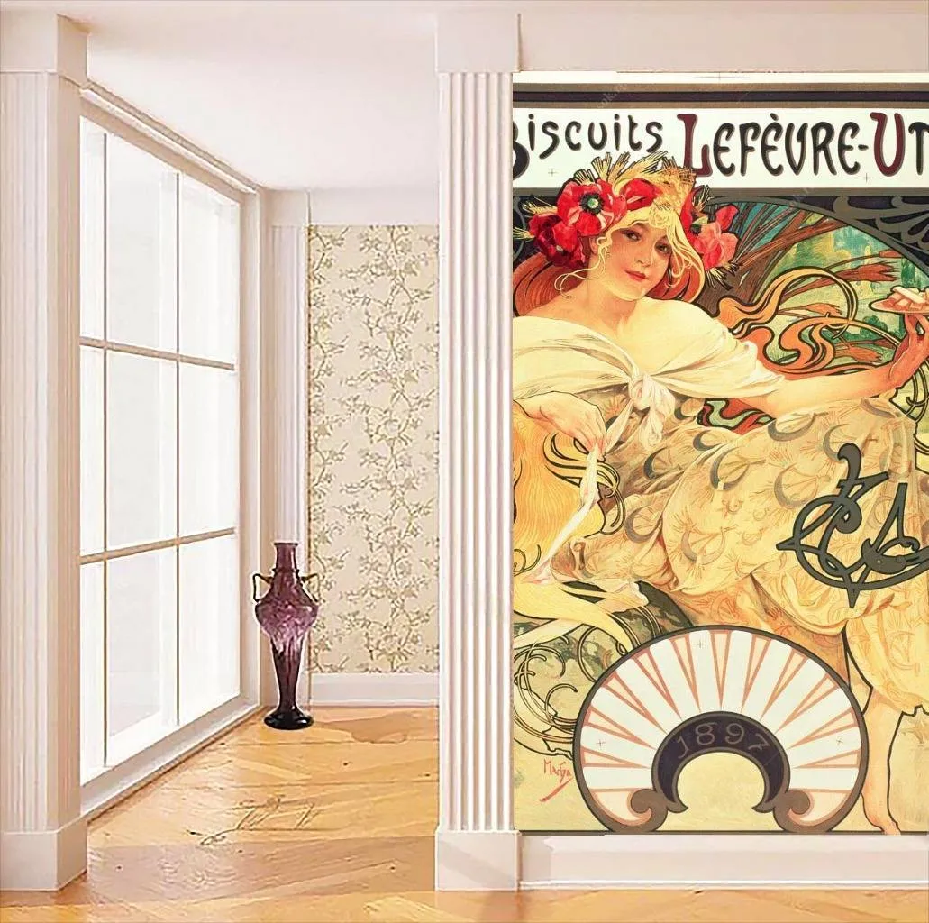 Фотообои Альфонс Мариа Муха - Реклама бисквитов - Печенье Лефевр Утиль  8-216