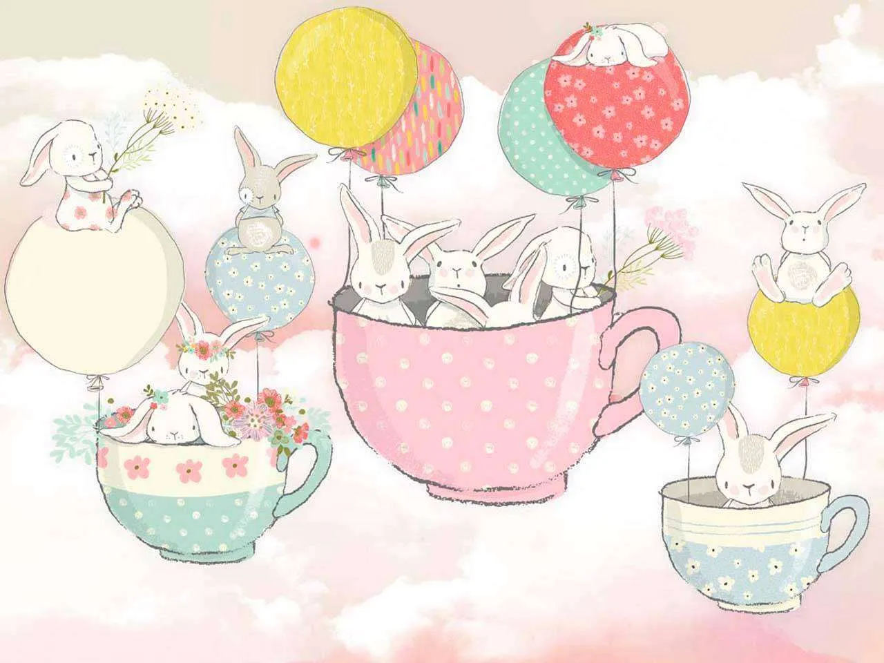 Фотообои в интерьере зайцы путешественники  13-028 фото