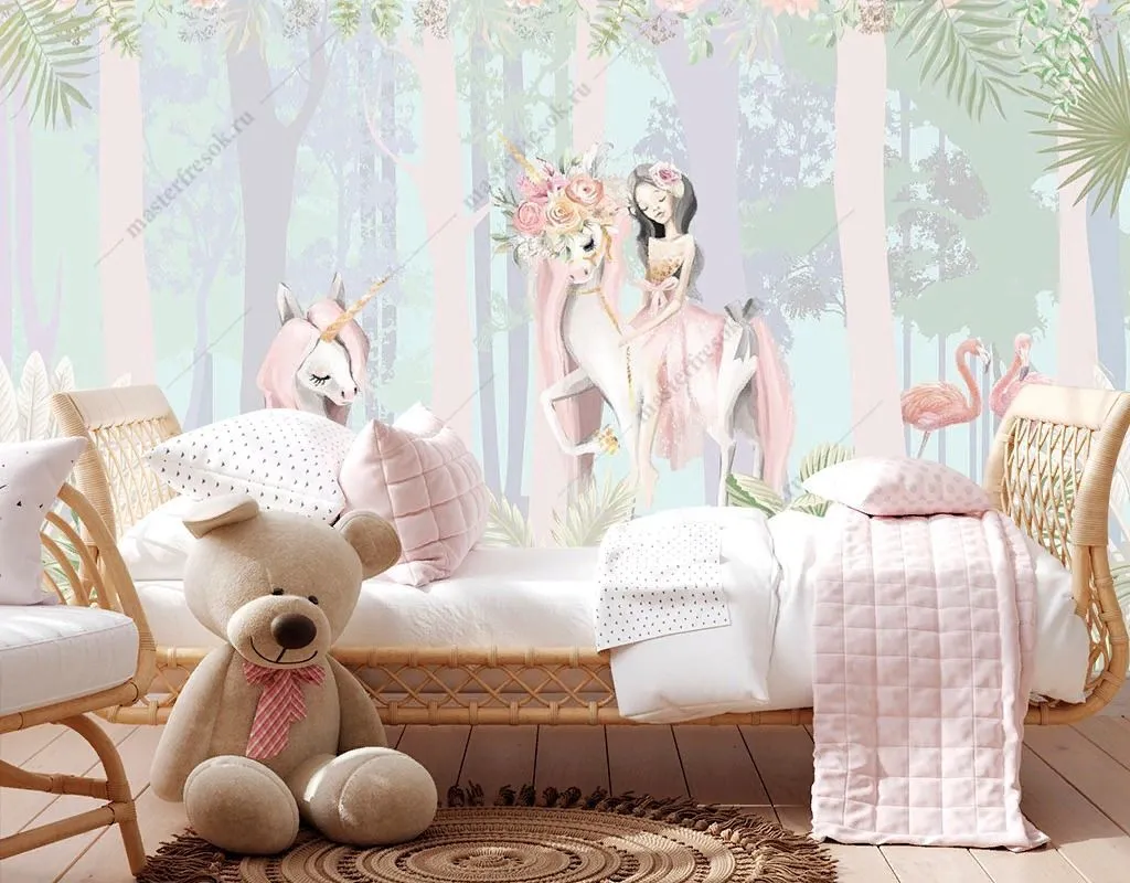 Фотообои Принцесса и единороги  12-1531