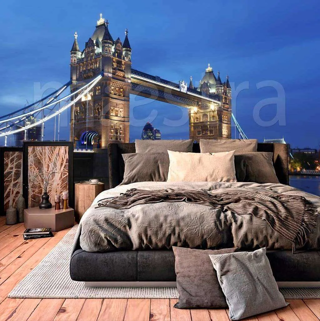 Фотообои в интерьере тауэрский мост с подсветкой  9-471 фото