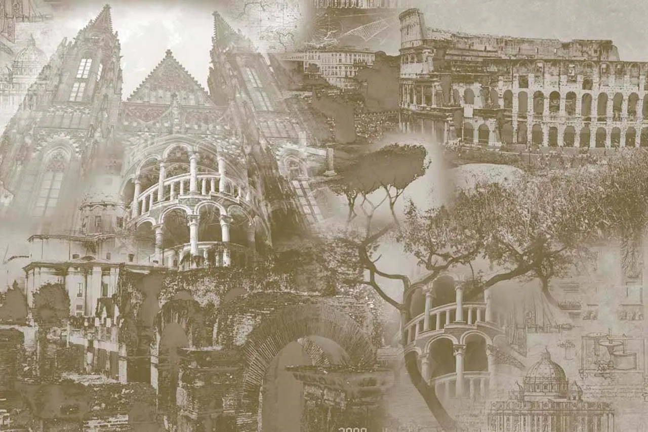 Фотообои в интерьере архитектура коллаж  2-078 фото