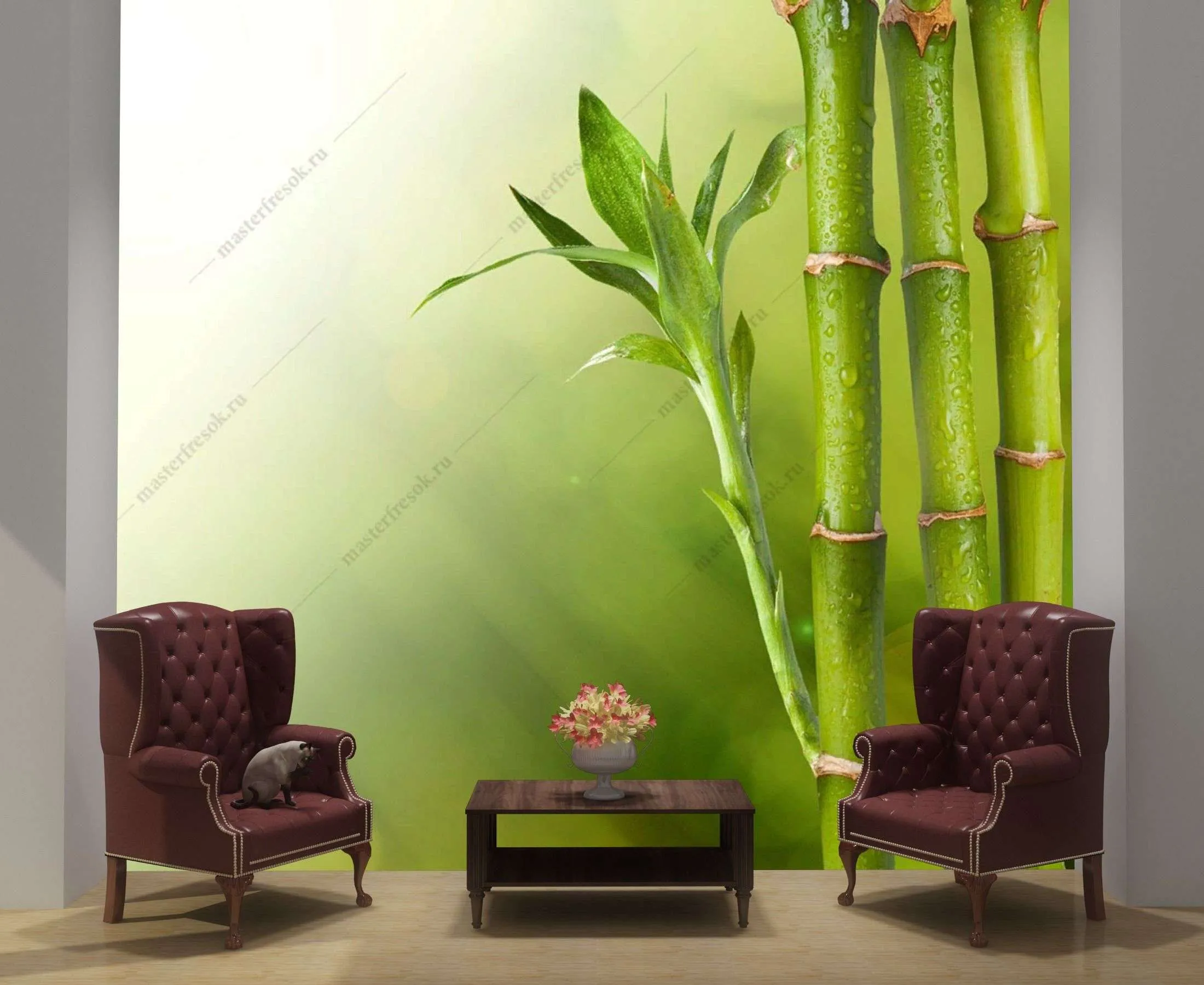 Фотообои в интерьере бамбук фон  9-1760 фото