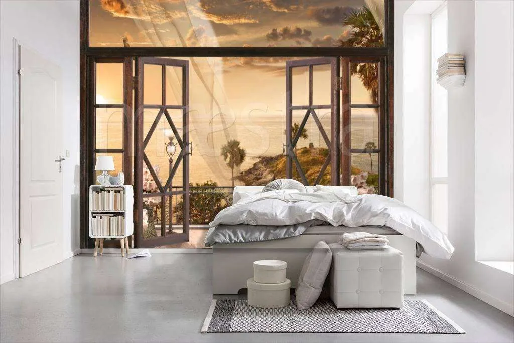 Фотообои Окно с видом на закат  7-657