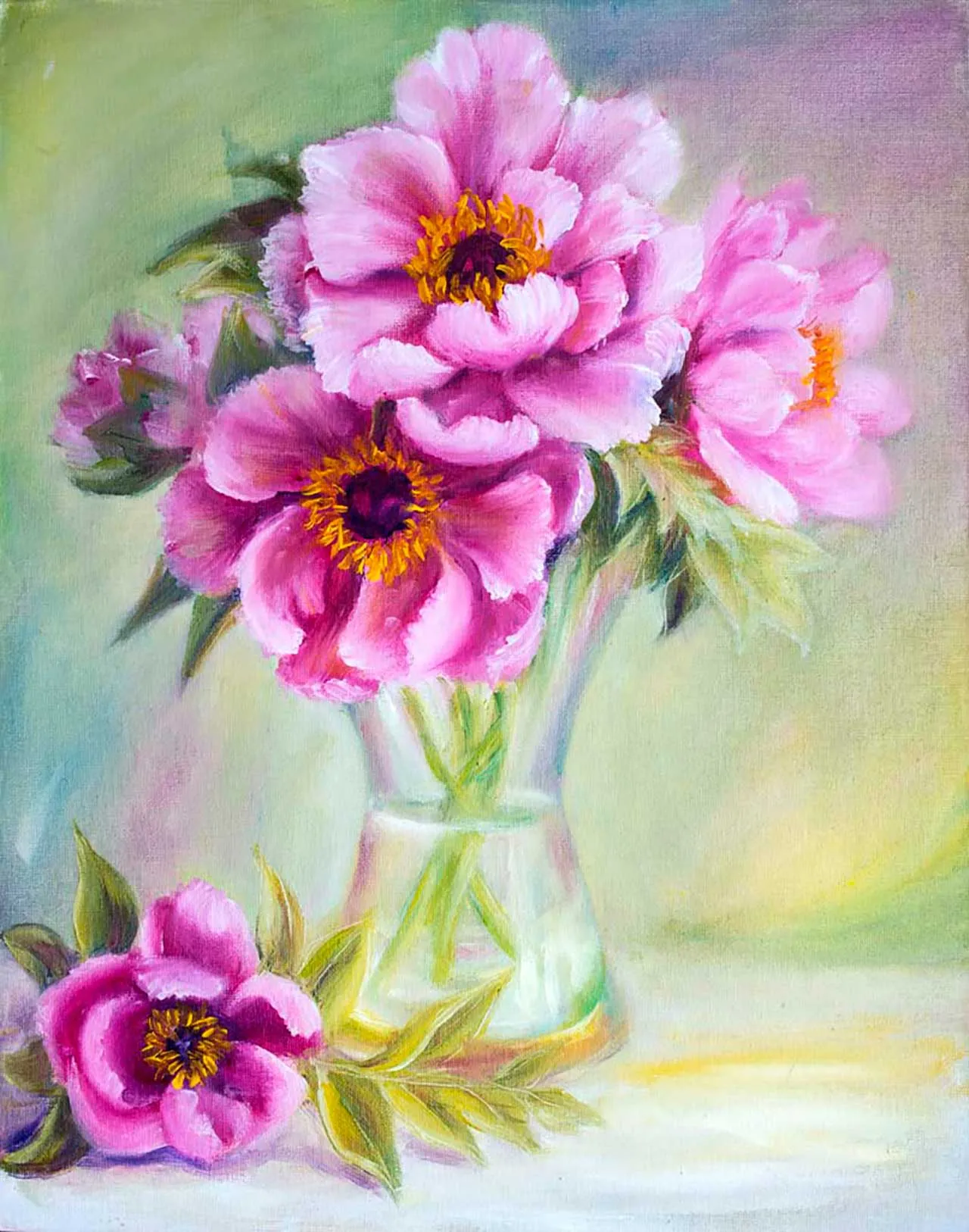 Фотообои в интерьере нежные цветы на столе  9-118 фото