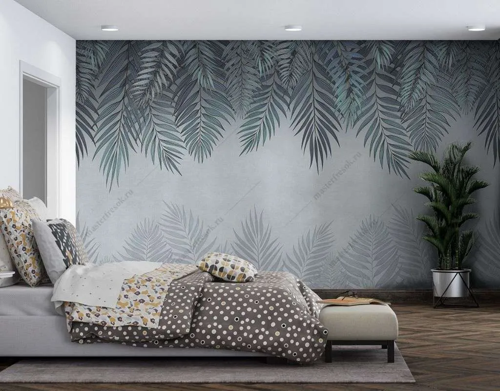 Фотообои в интерьере пепельные перья  9-1642 фото