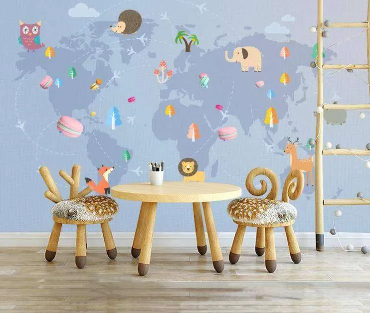 Фотообои в интерьере карта детская без названий  15-133 фото