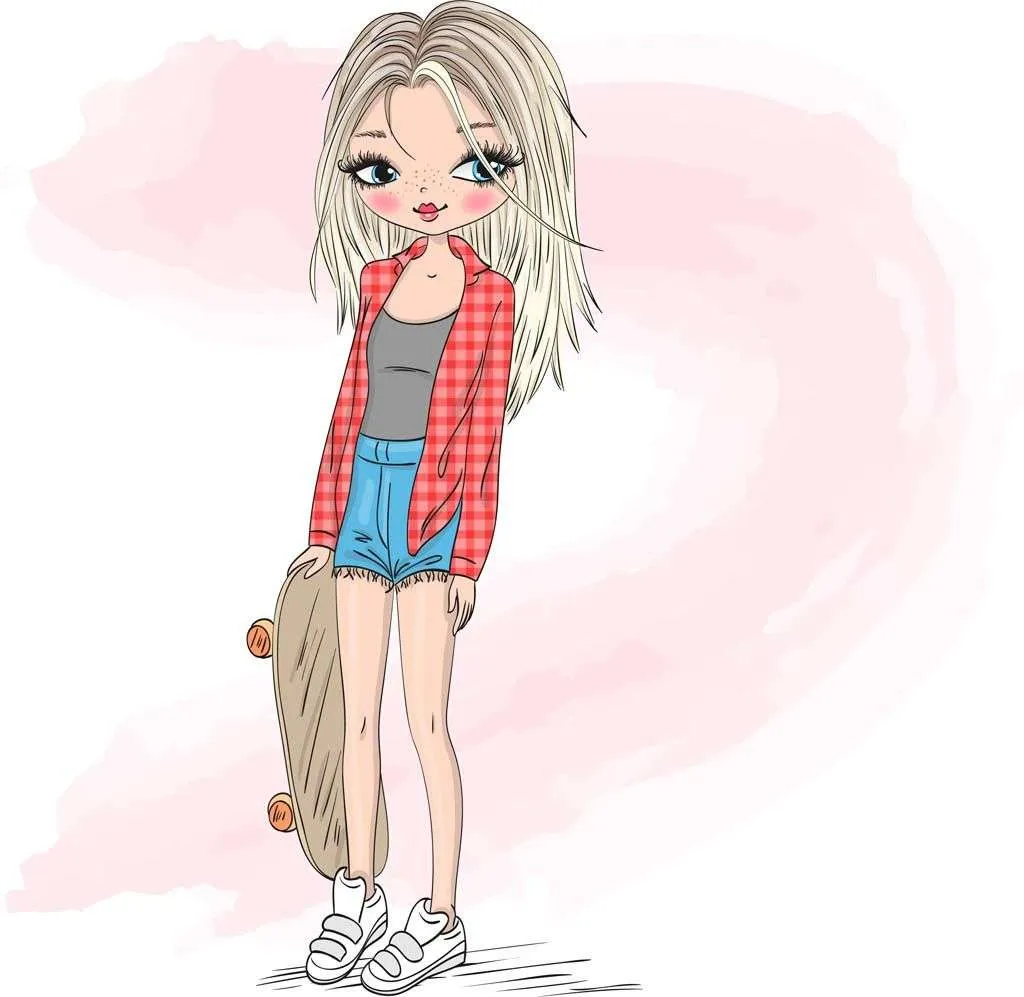 Фотообои в интерьере девочка со скейтом  12-1125 фото