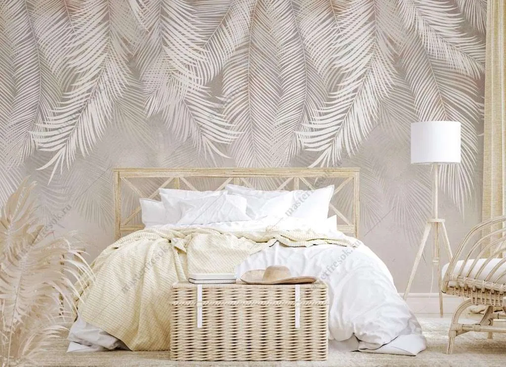 Фотообои в интерьере листья сверху  14-278 фото